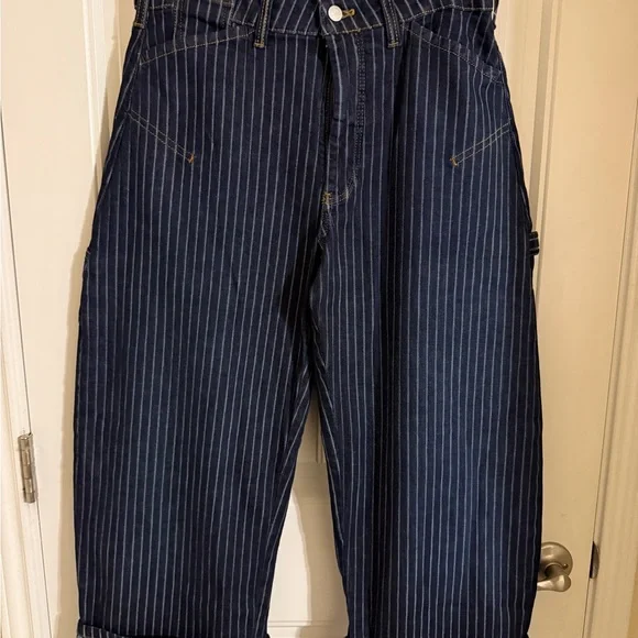 NWT Anthropologie Pilcro Kayden Railroad stripe barrel denim - Picture 6 of 10